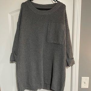 Oversized long gray knit sweater from Amazon. Size large